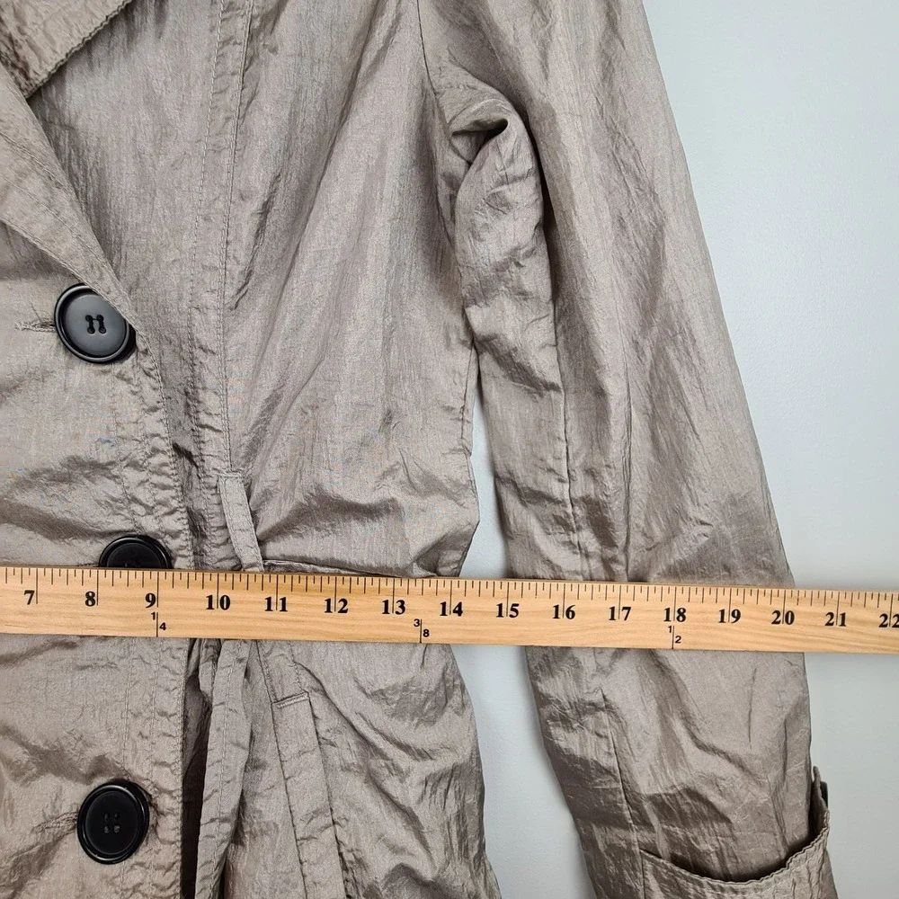 VTG Y2K Forever 21 Trench Coat Dress Double Breasted Shimmer Beige M Belted‎